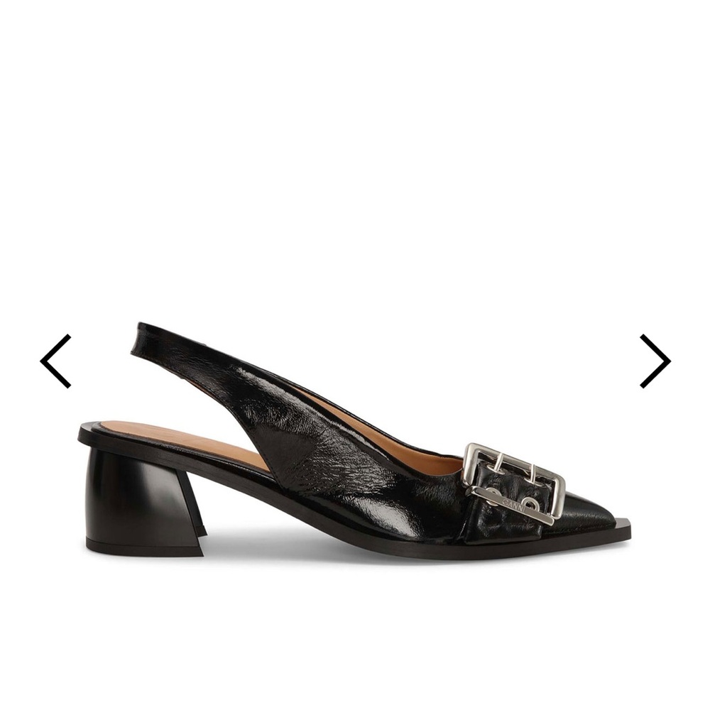 EUC- GANNI BLACK FEMININE BUCKLE SLINGBACK PUMPS - Sz38 fits US 7, 7.5, 8